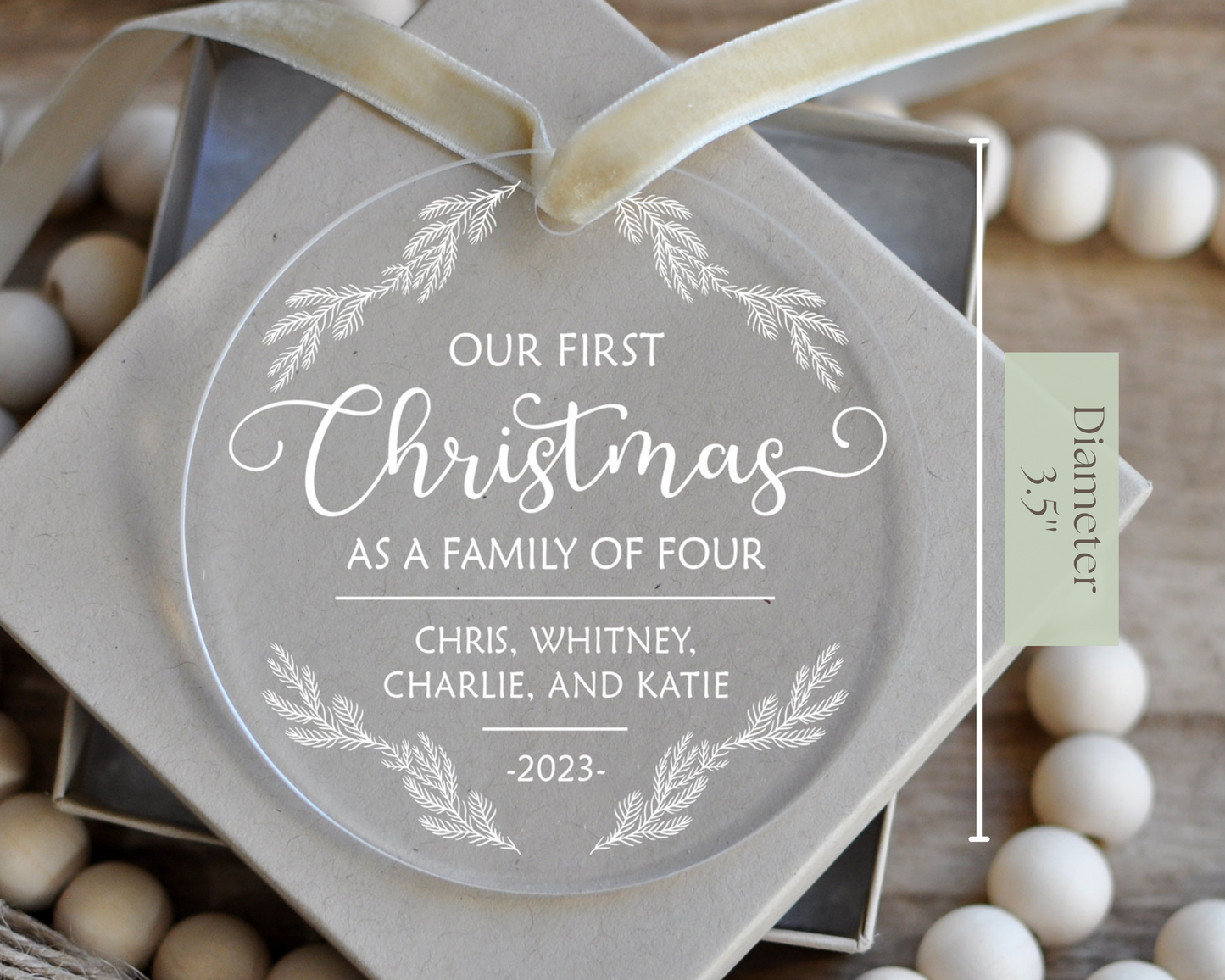 First Christmas as a Family of Ornament | Clear Acrylic Christmas Ornament