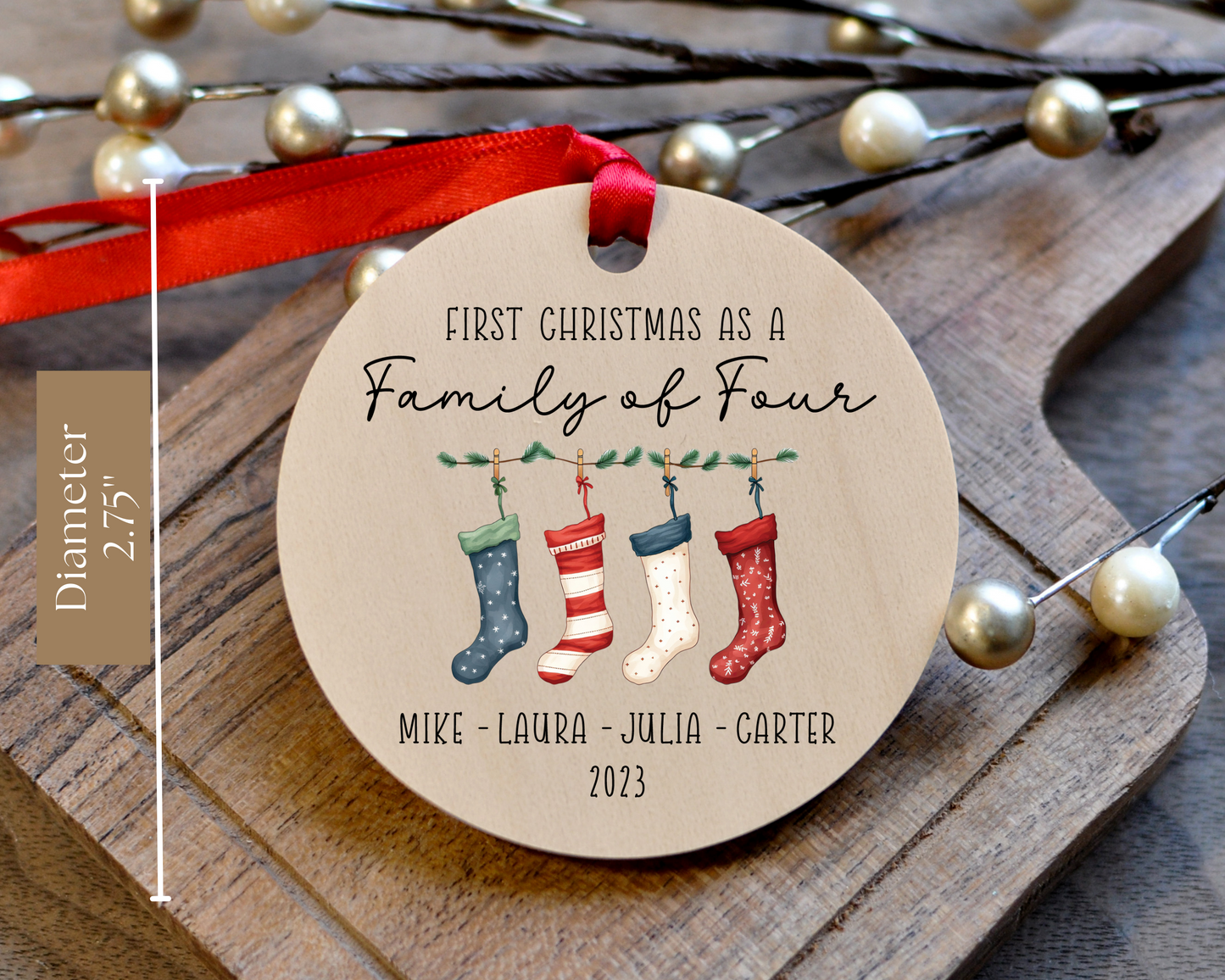 First Christmas as a Family of Ornament | Custom Keepsake Ornament