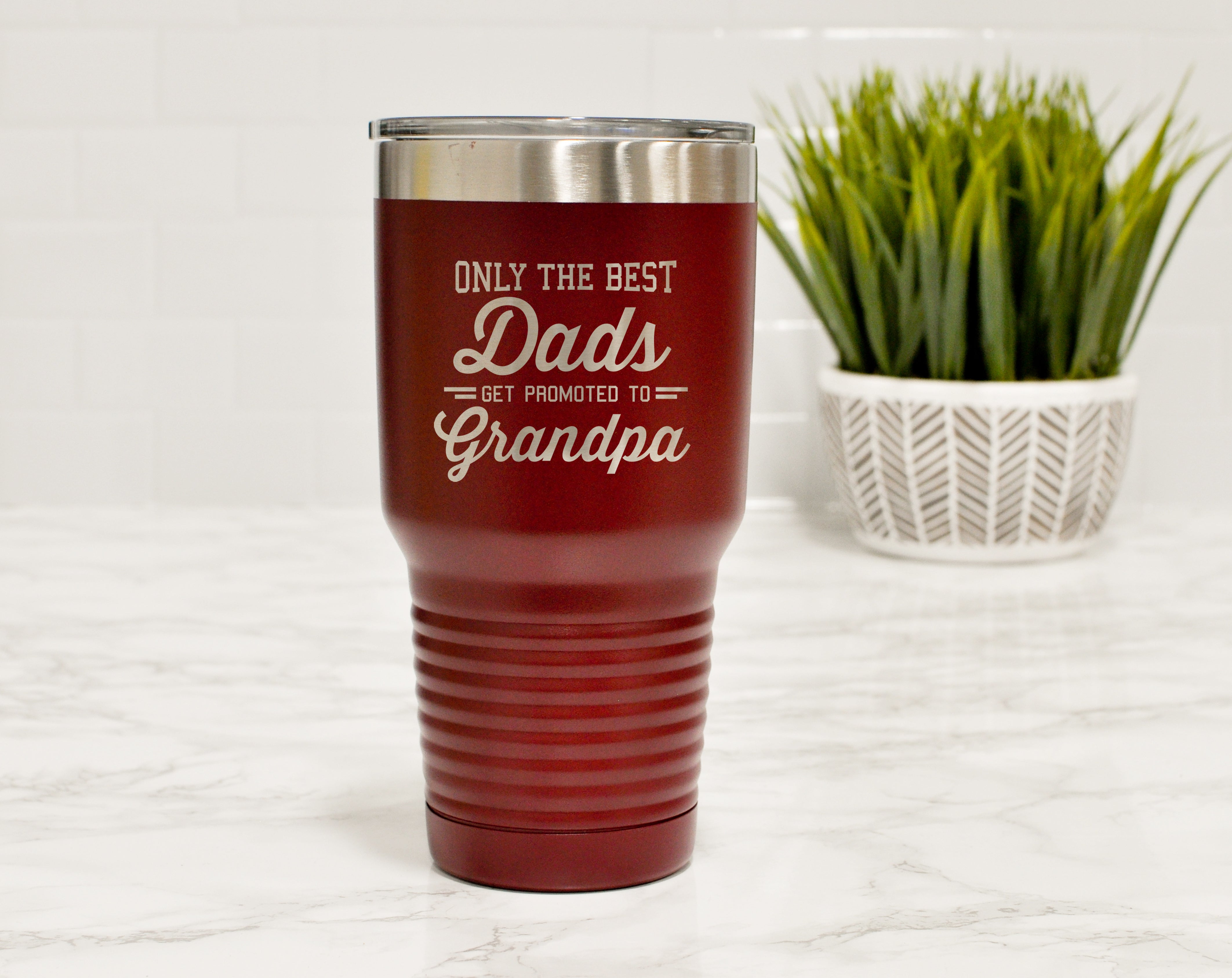 BLESSED PAPA MAROON 10 oz Drink Tumbler with Lid